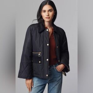 Barbour Martha Black/Tartan Quilted Jacket Size 14 NWT